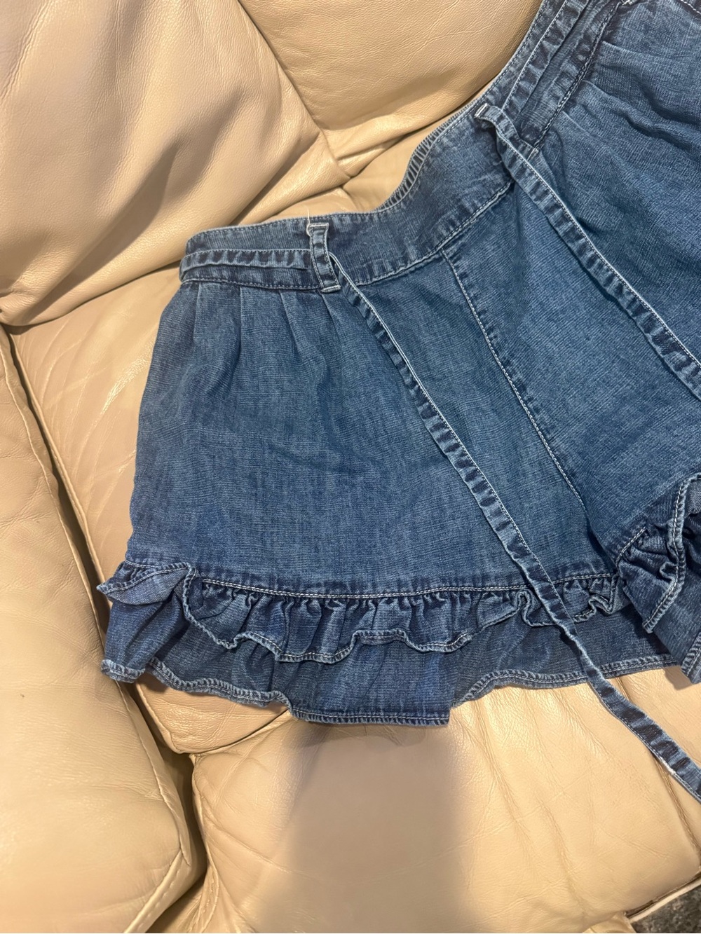We The Free Blue Drawstring Ruffle Hem Shorts - Picture 5 of 9